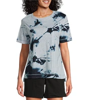 Westbound Petite Size Shibori Storm Short Sleeve Crew Neck Top