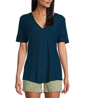 Westbound Petite Size Short Sleeve V-Neck Top