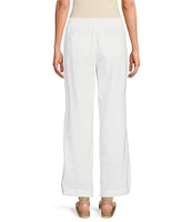 Westbound Petite Size Smocked Waist Mid Rise Wide Leg Linen Pants