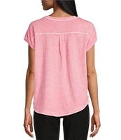 Westbound Petite Size Twist Sleeve Crew Neck Top