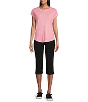 Westbound Petite Size Twist Sleeve Crew Neck Top