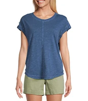 Westbound Petite Size Twist Sleeve Crew Neck Top