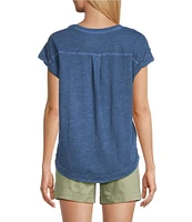 Westbound Petite Size Twist Sleeve Crew Neck Top