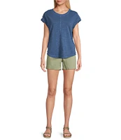 Westbound Petite Size Twist Sleeve Crew Neck Top