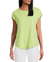 Westbound Petite Size Twist Sleeve Crew Neck Top