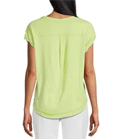 Westbound Petite Size Twist Sleeve Crew Neck Top