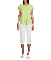 Westbound Petite Size Twist Sleeve Crew Neck Top