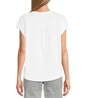 Westbound Petite Size Twist Sleeve Crew Neck Top