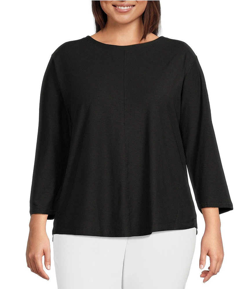 Westbound Plus Size Knit 3/4 Sleeve Crew Neck Tee Shirt