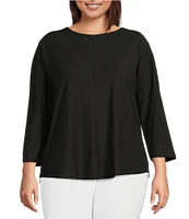 Westbound Plus Size Knit 3/4 Sleeve Crew Neck Tee Shirt