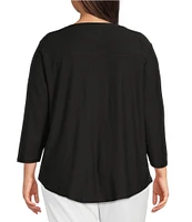 Westbound Plus Size Knit 3/4 Sleeve Crew Neck Tee Shirt