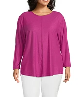 Westbound Plus Size 3/4 Sleeve Knit Crew Neck Top