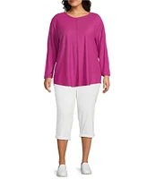 Westbound Plus Size 3/4 Sleeve Knit Crew Neck Top
