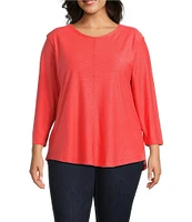 Westbound Plus Size 3/4 Sleeve Knit Crew Neck Top