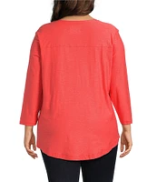 Westbound Plus Size 3/4 Sleeve Knit Crew Neck Top
