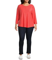 Westbound Plus Size 3/4 Sleeve Knit Crew Neck Top