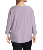 Westbound Plus Size 3/4 Sleeve Knit Crew Neck Top