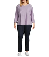 Westbound Plus Size 3/4 Sleeve Knit Crew Neck Top