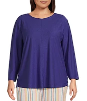 Westbound Plus Size 3/4 Sleeve Knit Crew Neck Top