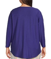 Westbound Plus Size 3/4 Sleeve Knit Crew Neck Top