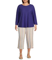 Westbound Plus Size 3/4 Sleeve Knit Crew Neck Top