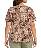 Westbound Plus Size Animal Texture Short Short V-Neck Top