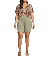 Westbound Plus Size Animal Texture Short Short V-Neck Top