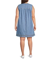 Westbound Plus Size Baby Doll Sleeveless Trapunto Dress