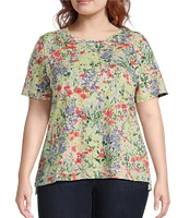 Westbound Plus Size Botanical Garden Short Sleeve Crew Neck Top