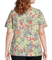 Westbound Plus Size Botanical Garden Short Sleeve Crew Neck Top