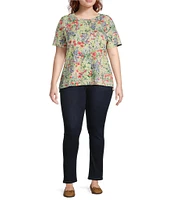 Westbound Plus Size Botanical Garden Short Sleeve Crew Neck Top