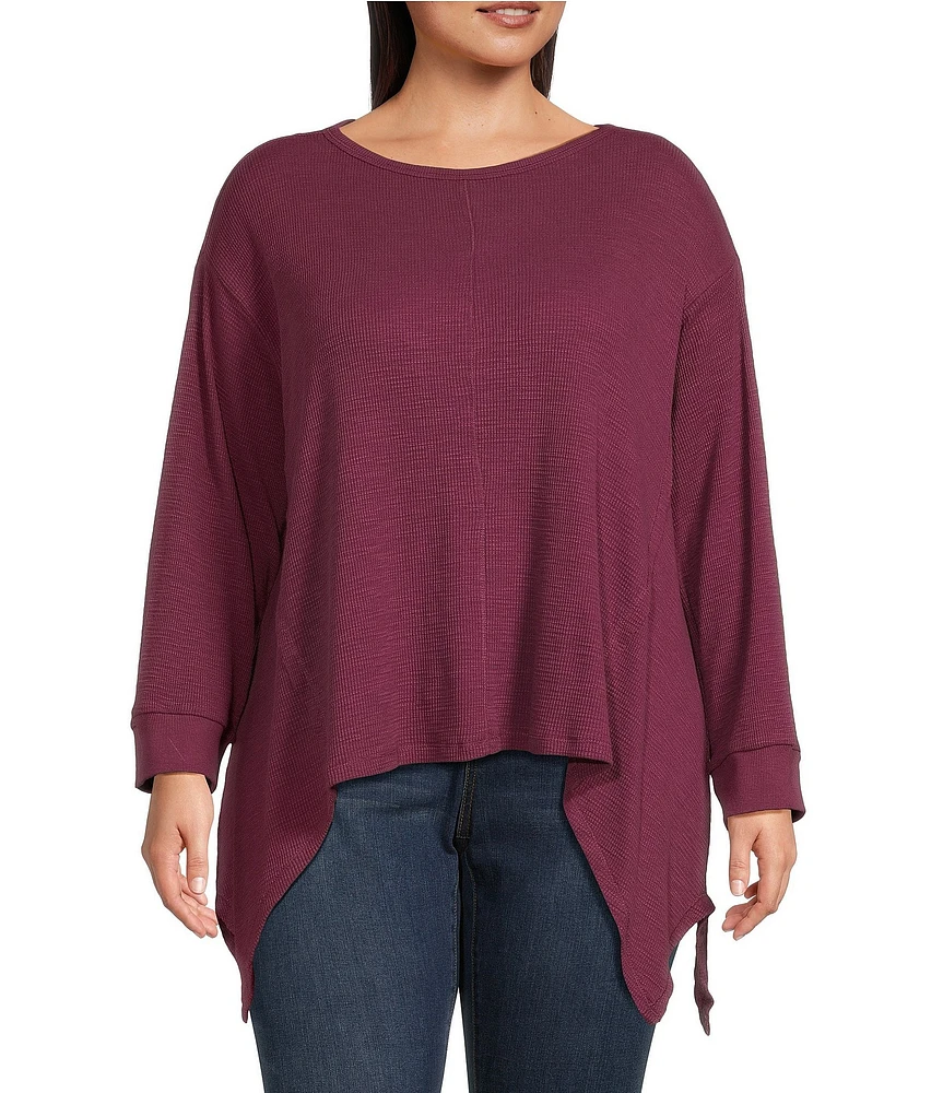 Westbound Plus Size Long Sleeve Crew Neck Asymmetrical Hem Top