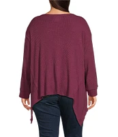 Westbound Plus Size Long Sleeve Crew Neck Asymmetrical Hem Top