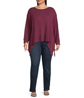 Westbound Plus Size Long Sleeve Crew Neck Asymmetrical Hem Top