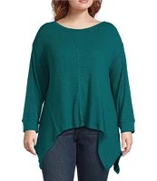 Westbound Plus Size Long Sleeve Crew Neck Asymmetrical Hem Top