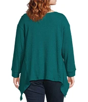 Westbound Plus Size Long Sleeve Crew Neck Asymmetrical Hem Top