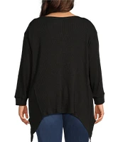 Westbound Plus Size Long Sleeve Crew Neck Asymmetrical Hem Top