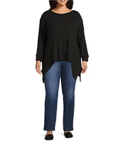 Westbound Plus Size Long Sleeve Crew Neck Asymmetrical Hem Top