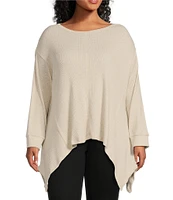 Westbound Plus Size Long Sleeve Crew Neck Asymmetrical Hem Top