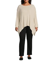 Westbound Plus Size Long Sleeve Crew Neck Asymmetrical Hem Top