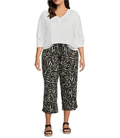 Westbound Plus Size Crop Graphic Linen Blend Pants