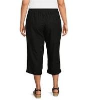 Westbound Plus Size Linen Blend Crop Pull-On Pants