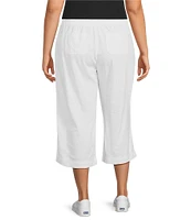 Westbound Plus Size Linen Blend Crop Pull-On Pants