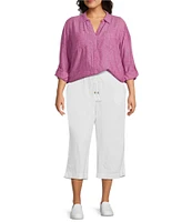 Westbound Plus Size Linen Blend Crop Pull-On Pants