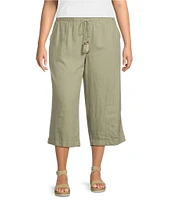 Westbound Plus Size Linen Blend Crop Pull-On Pants