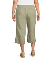 Westbound Plus Size Linen Blend Crop Pull-On Pants