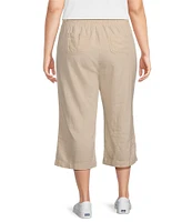 Westbound Plus Size Linen Blend Crop Pull-On Pants