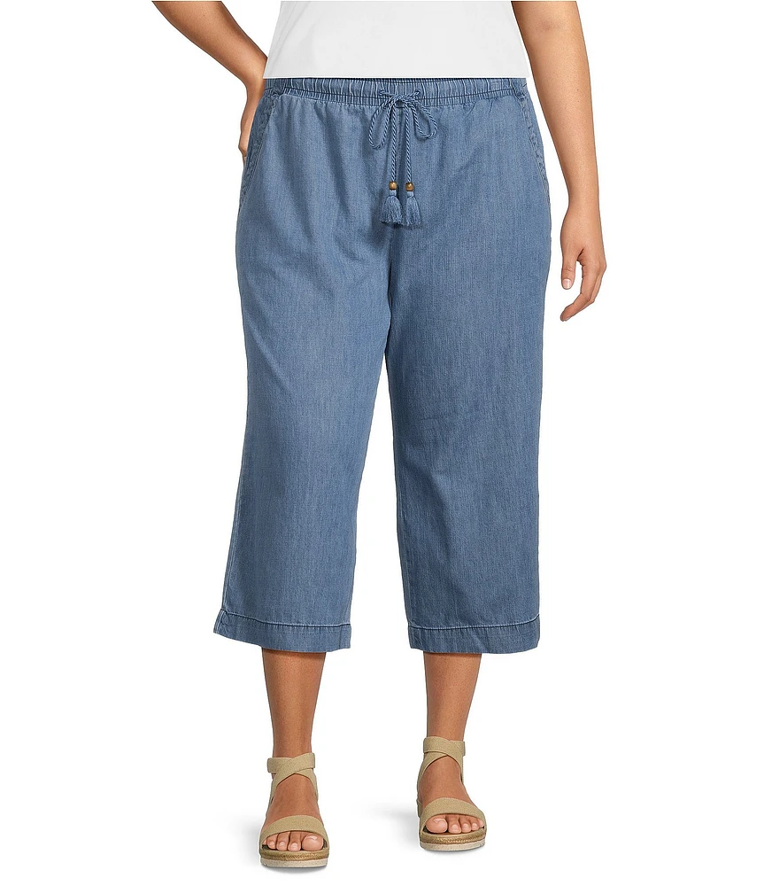 Westbound Plus Size Cotton Lyocell Crop Pull-On Pants