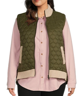 Westbound Plus Size Dual Pocket Knit Contrast Vest