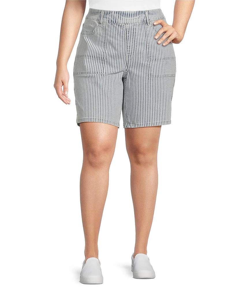 Westbound Plus Size High Rise Bermuda Porkchop Pockets Shorts